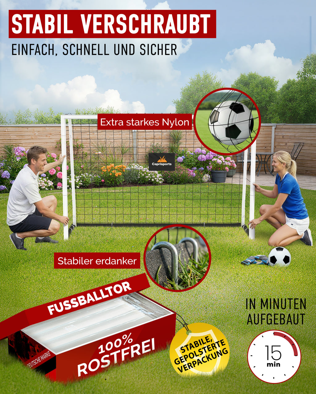 Caprisports Fußballtor für Kinder und Erwachsene