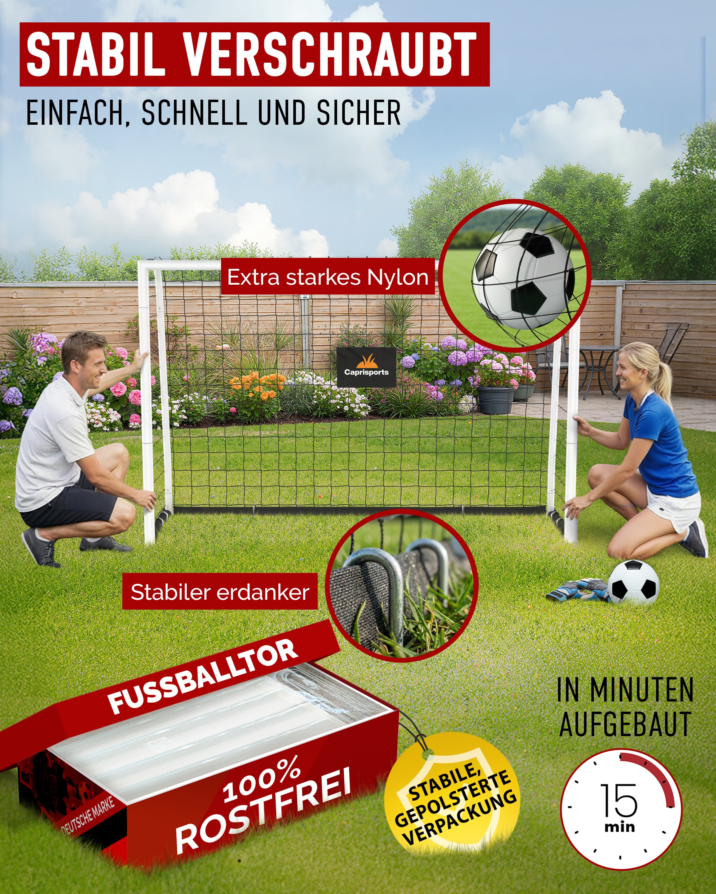 Caprisports Fußballtor für Kinder und Erwachsene