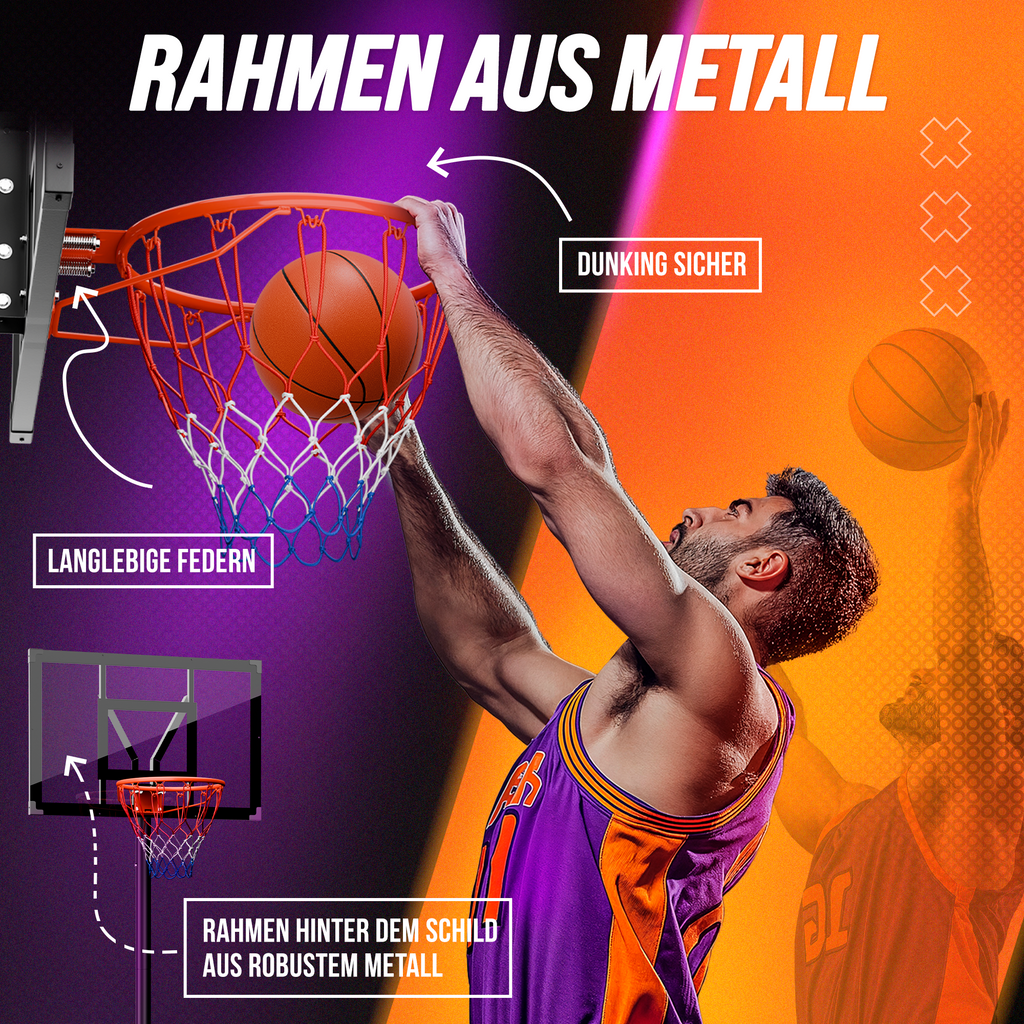 CAPRISPORTS Basketballkorb Outdoor – Höhenverstellbar von 135 bis 305 cm