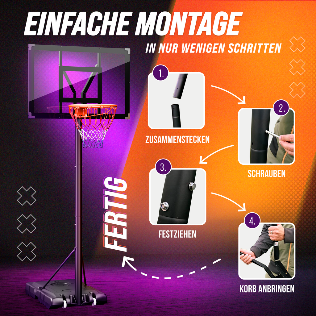 CAPRISPORTS Basketballkorb Outdoor – Höhenverstellbar von 135 bis 305 cm