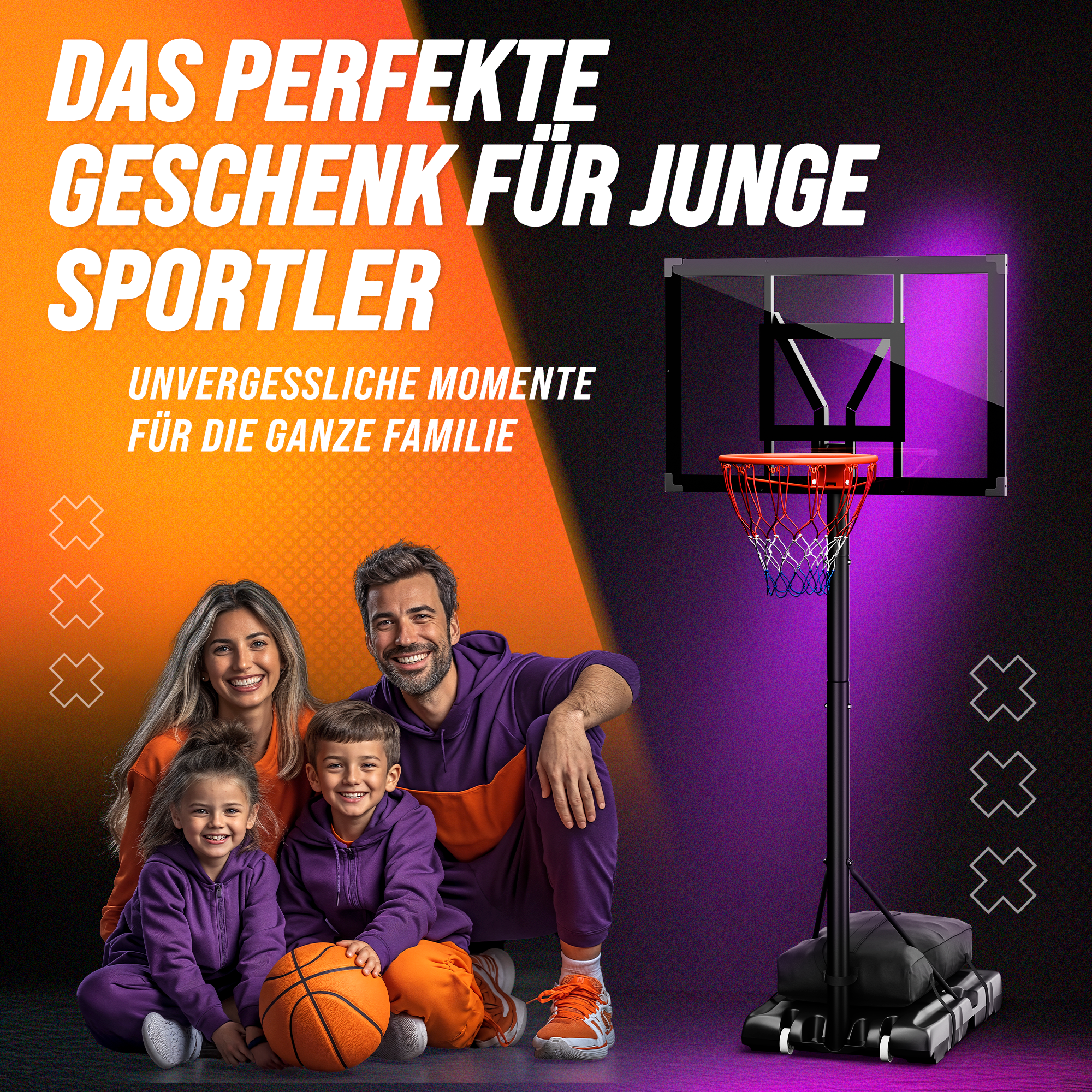 CAPRISPORTS Basketballkorb Outdoor – Höhenverstellbar von 135 bis 305 cm